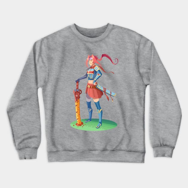 Pixel Anime Girl Crewneck Sweatshirt by GlassDesigns 